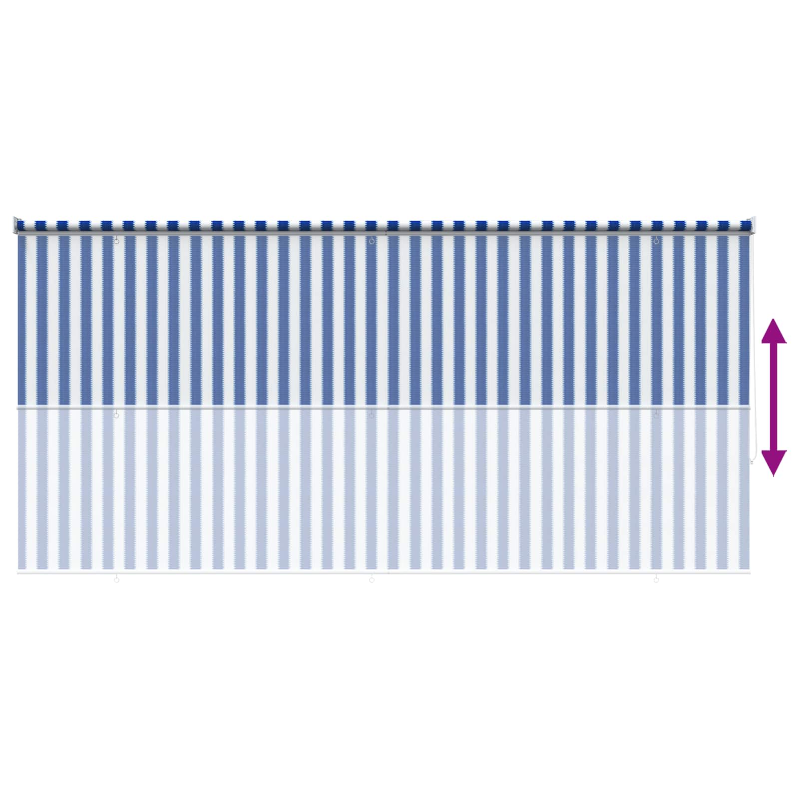 Tenda a Rullo Esterno Blocco UV 90% Strisce Blu e Bianche HDPE