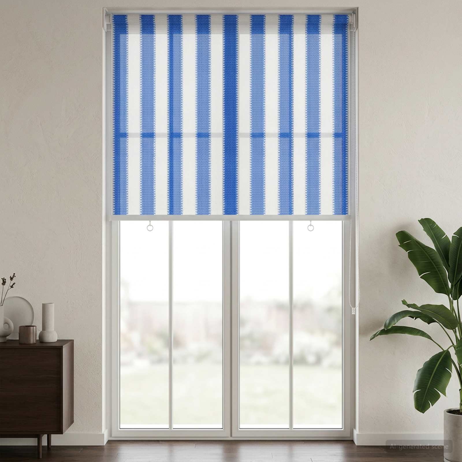 Tenda a Rullo Esterno Blocco UV 90% Strisce Blu e Bianche HDPE
