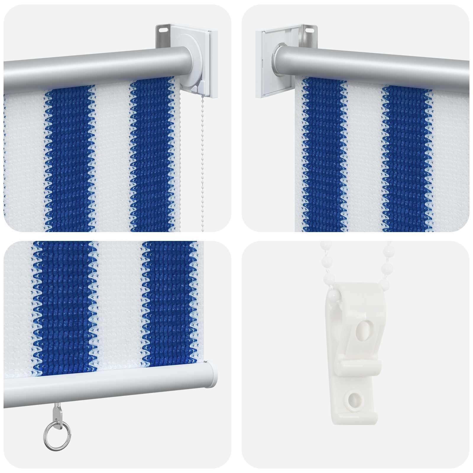 Tenda a Rullo Esterno Blocco UV 90% Strisce Blu e Bianche HDPE