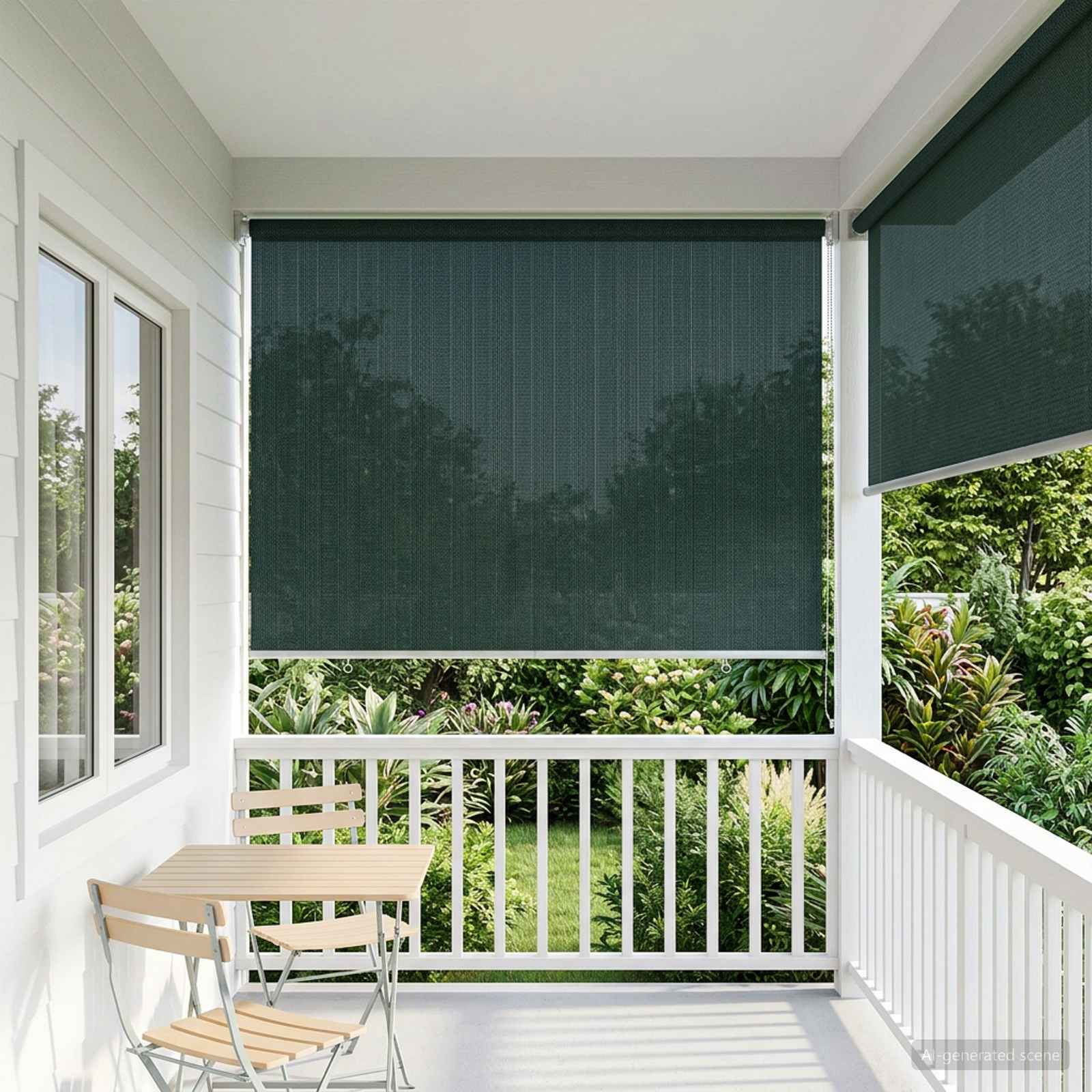 Tenda a Rullo Esterno Blocco UV 90% Verde Scuro 80 x 230 cm