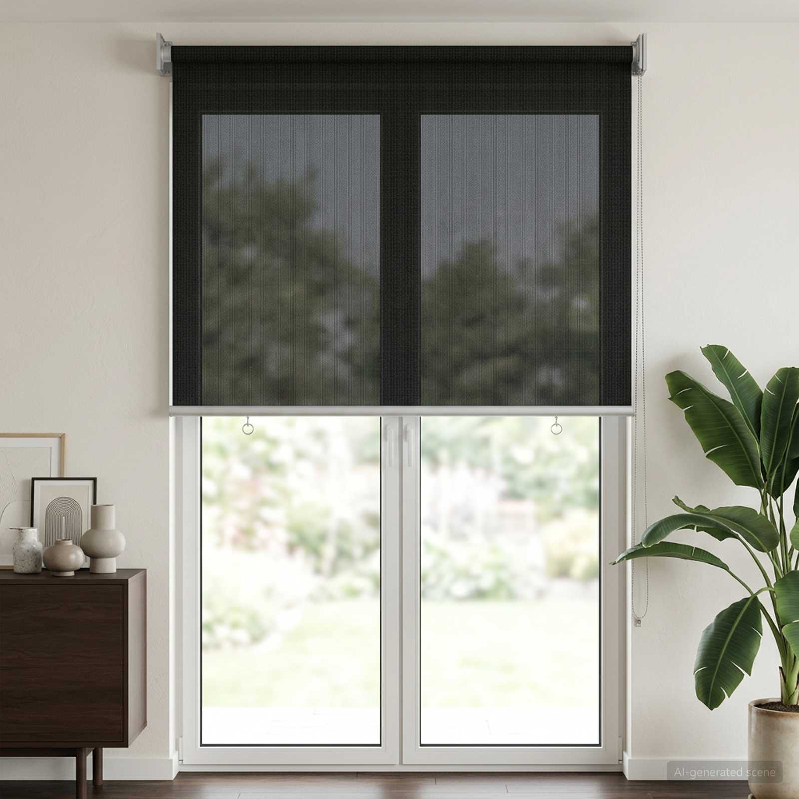 Tenda a Rullo Esterno Blocco UV 90% Nero 80 x 230 cm HDPE