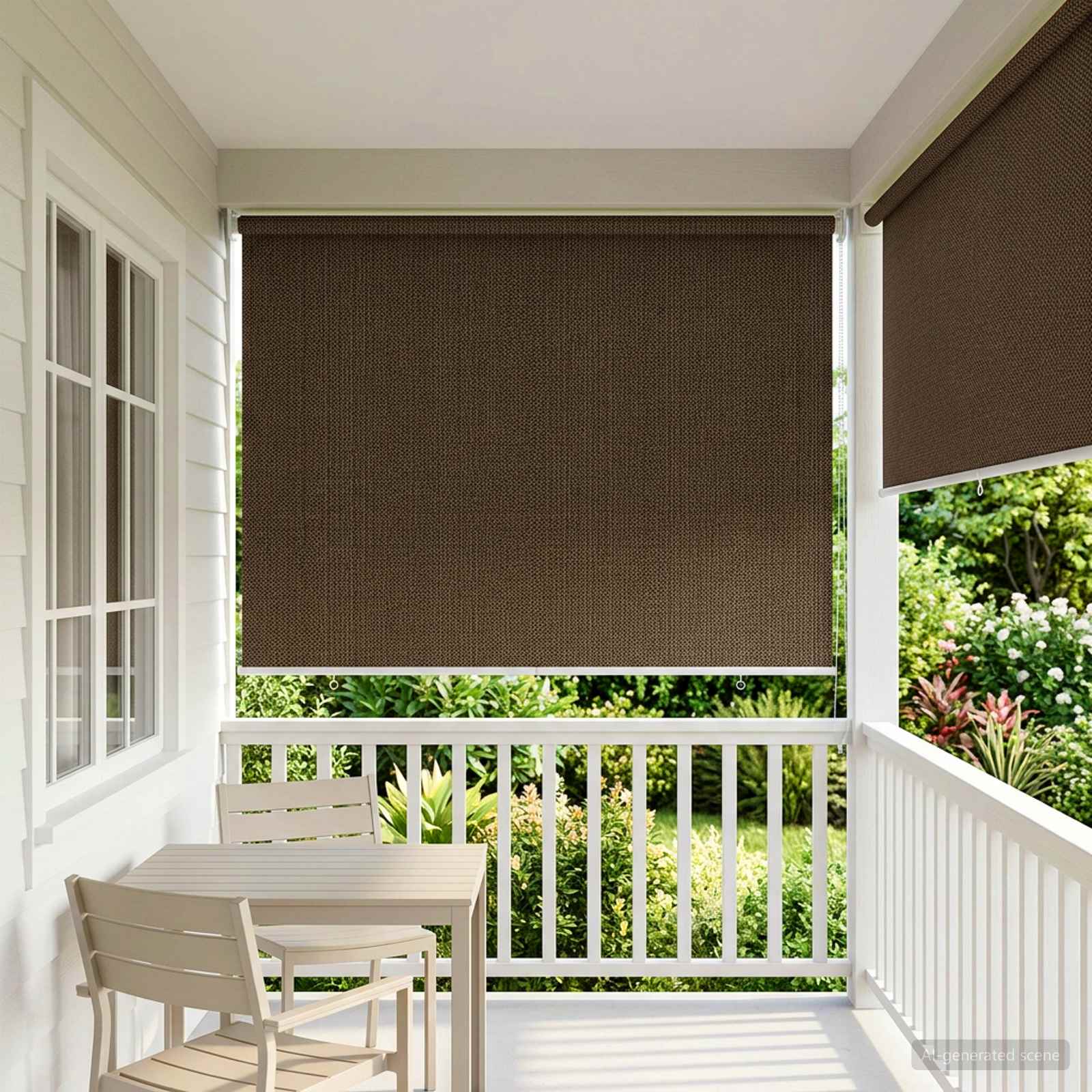 Tenda a Rullo Esterno Blocco UV 90% Marrone 140 x 140 cm HDPE