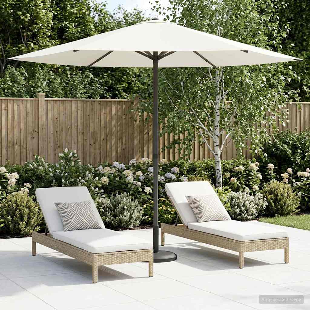 Ombrello da giardino 230 x 230 cm Poliestere Rettangolare Crema