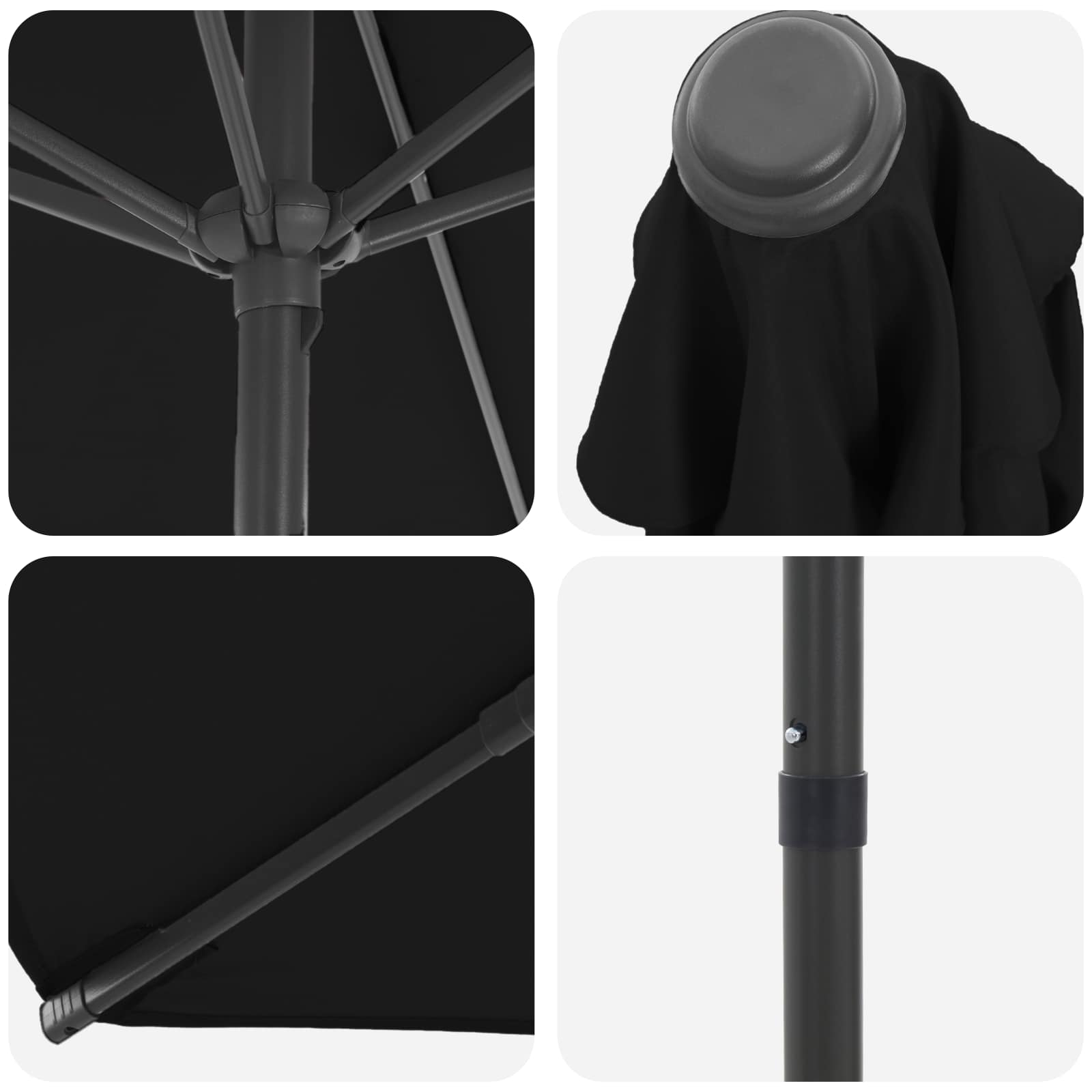 Ombrello da giardino 230 x 230 cm Poliestere Rettangolare Nero