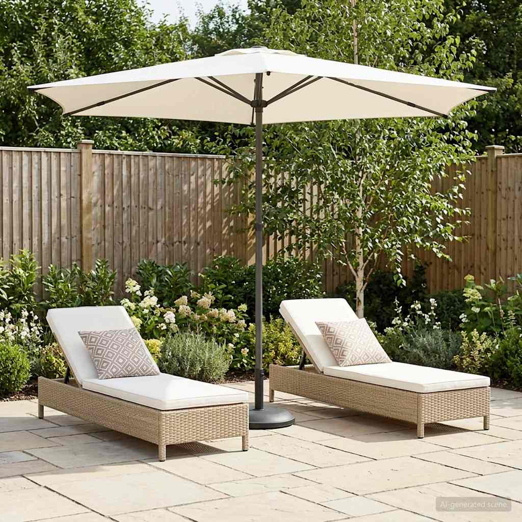 Ombrello da giardino 270 x 270 cm Poliestere Rettangolare Crema
