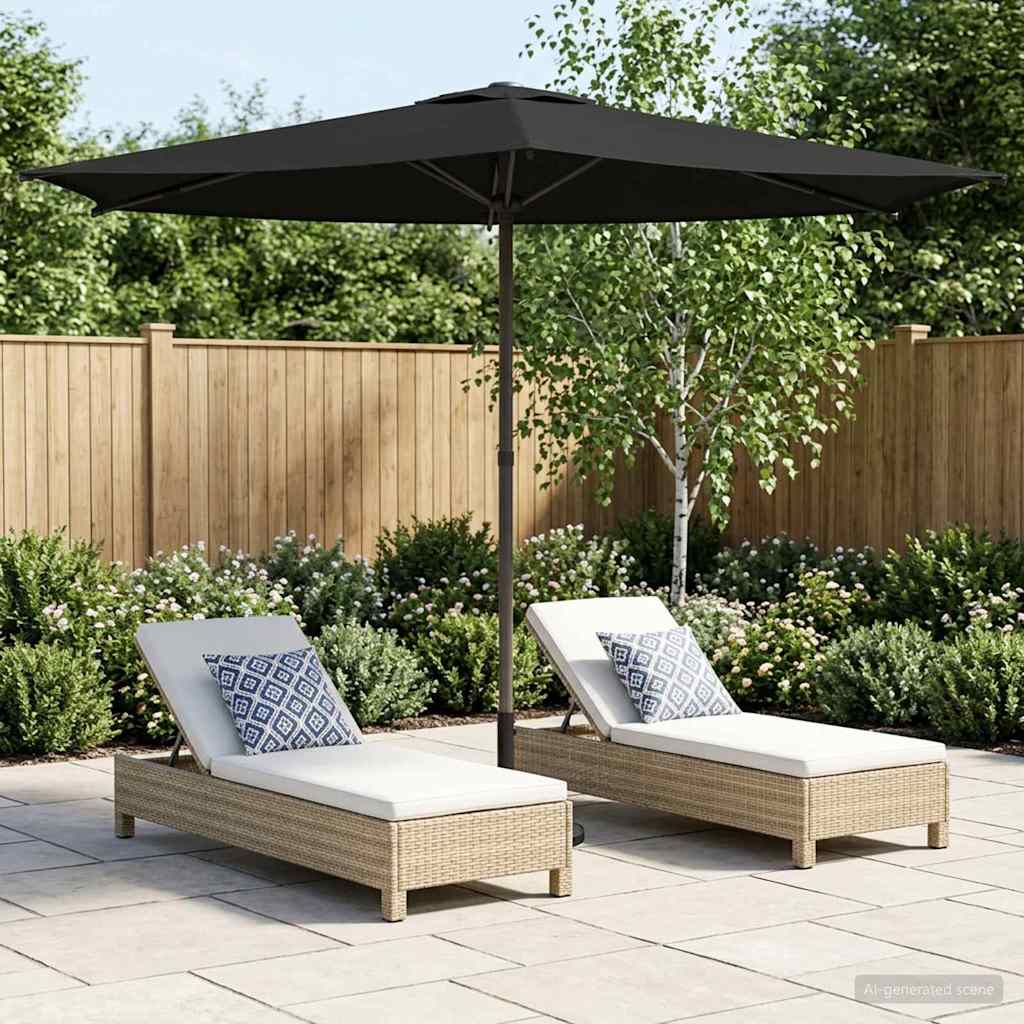 Ombrello da giardino 270 x 270 cm Poliestere Rettangolare Nero