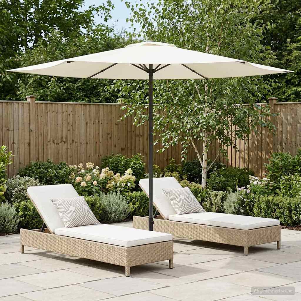 Ombrello da giardino 300 x 300 cm Poliestere Rettangolare Crema
