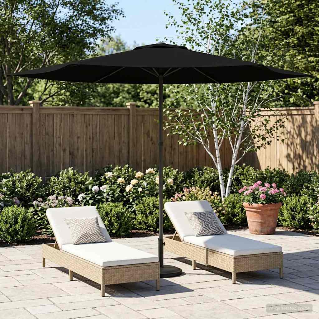 Ombrello da giardino 300 x 300 cm Poliestere Rettangolare Nero