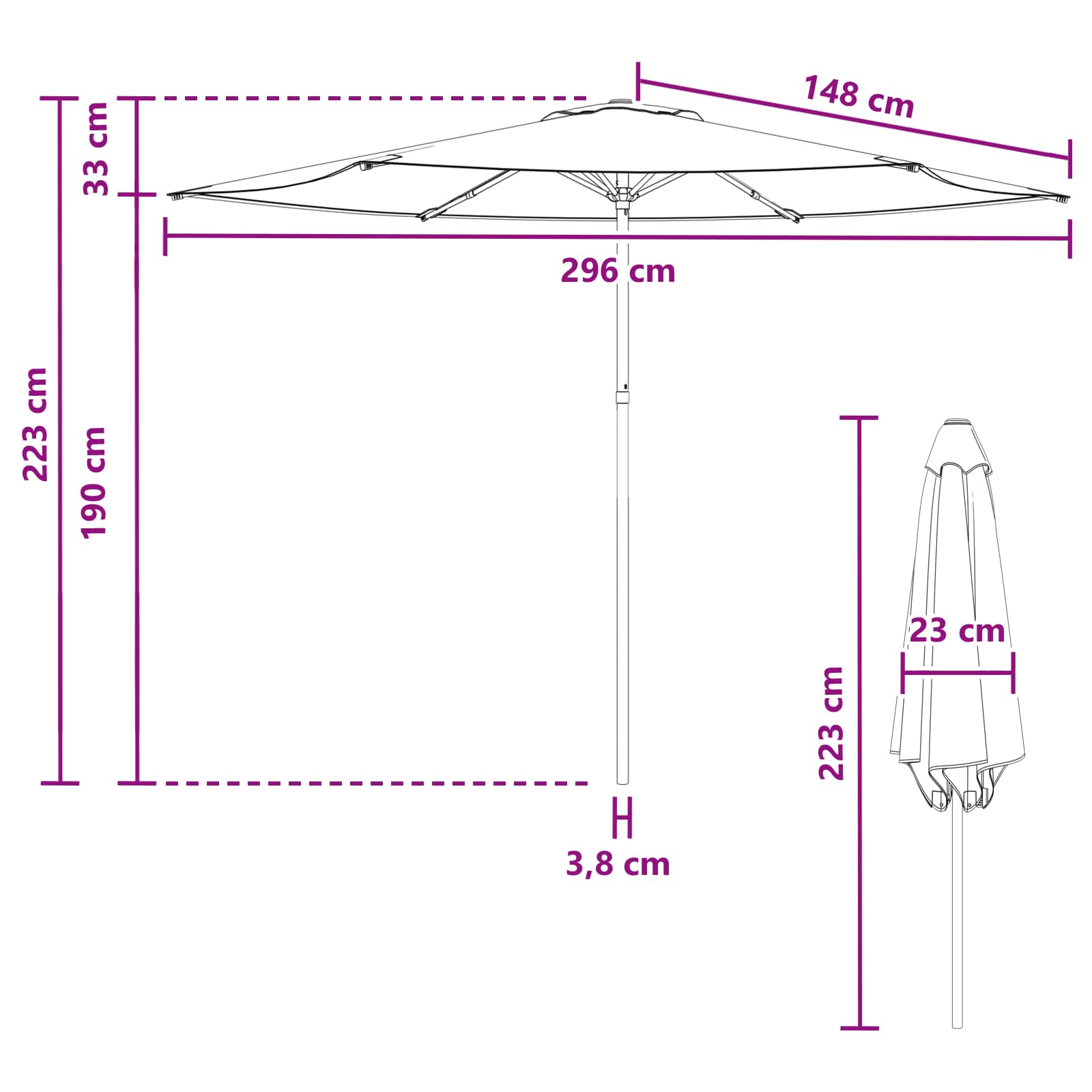 Ombrello da giardino 300 x 300 cm Poliestere Rettangolare