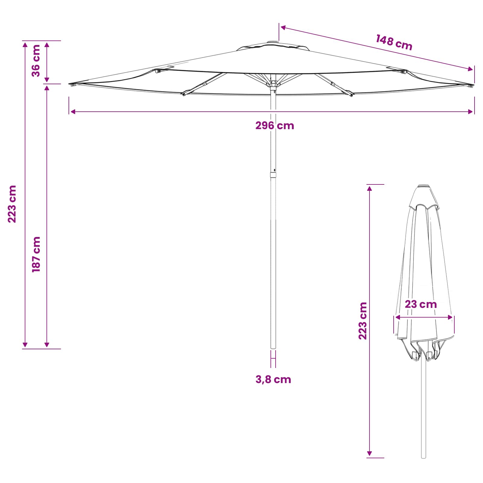 Ombrello da giardino 300 x 300 cm Poliestere Rettangolare