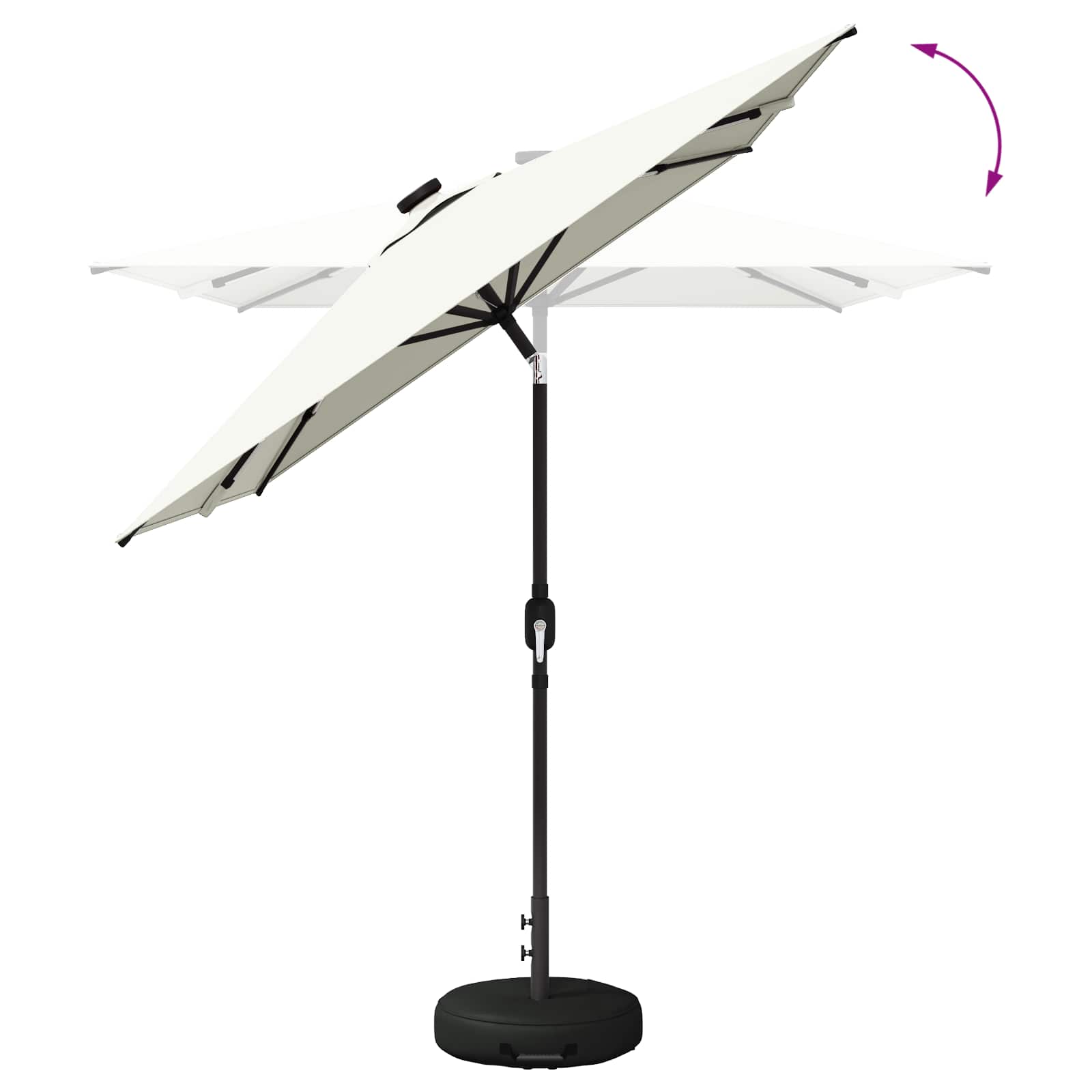 Parasol da giardino con luci LED e base 200 x 300 cm Poliestere