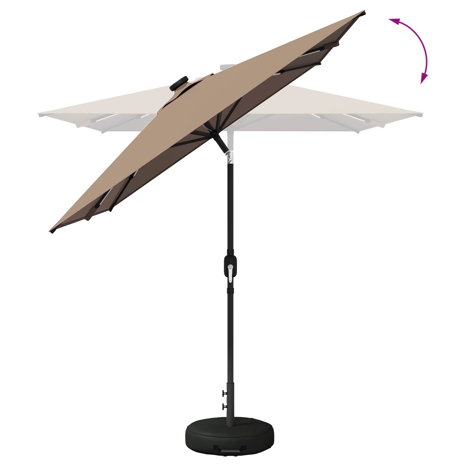 Parasol da giardino con luci LED e base 200 x 300 cm Poliestere
