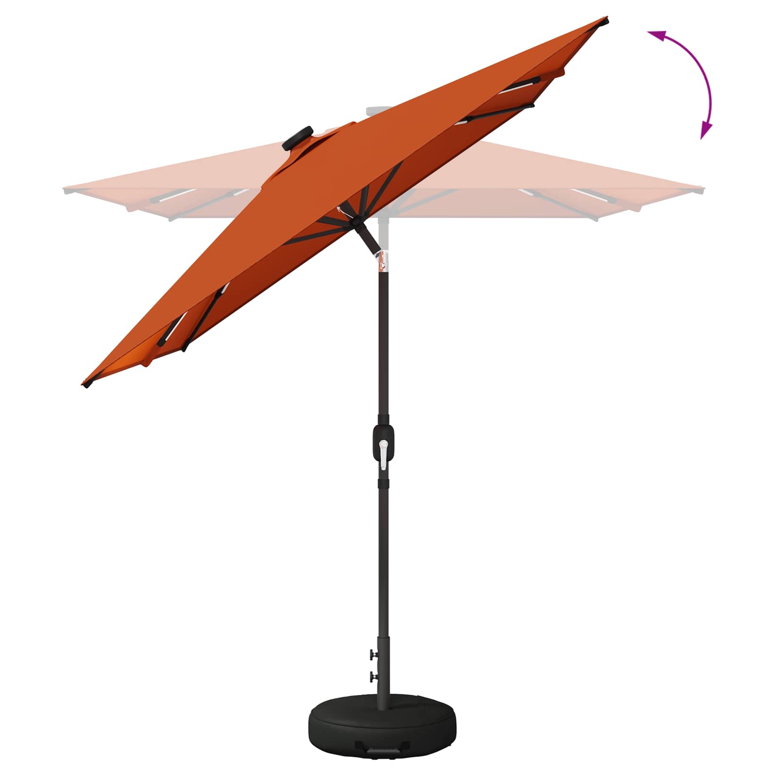 Parasol da giardino con luci LED e base 200 x 300 cm Poliestere