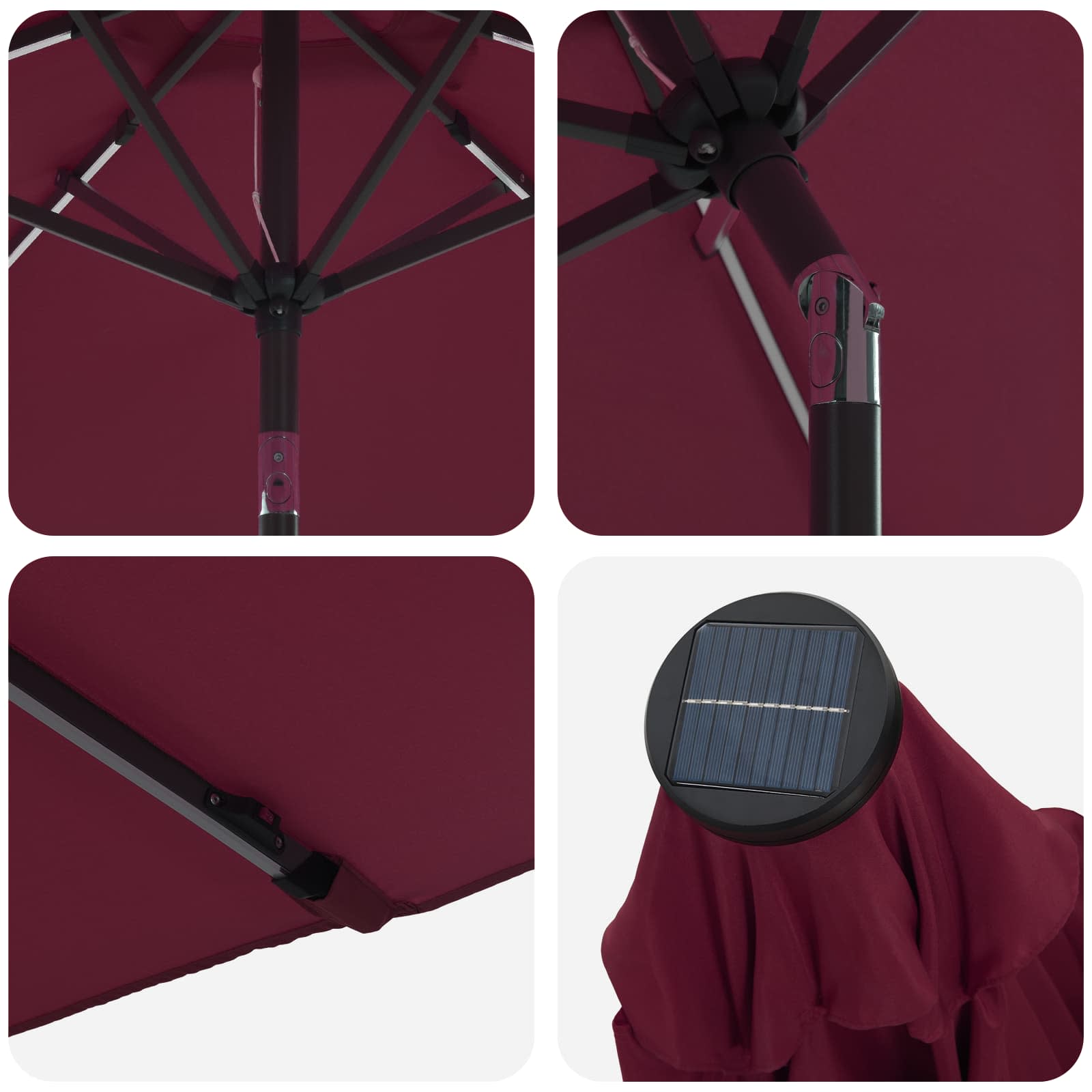 Parasol da giardino con luci LED e base 200 x 300 cm Poliestere
