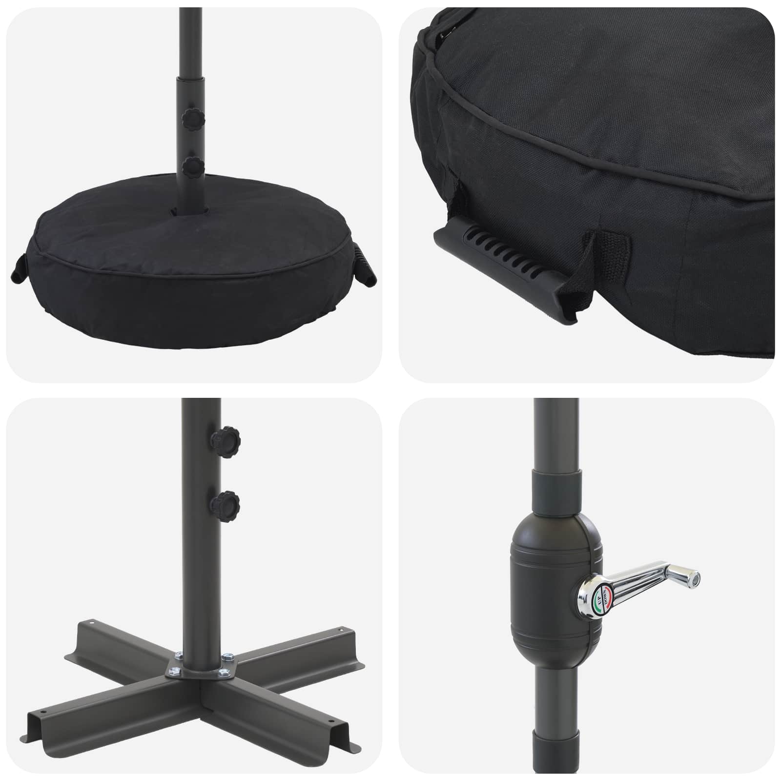 Parasol da giardino con luci LED e base 200 x 300 cm Poliestere