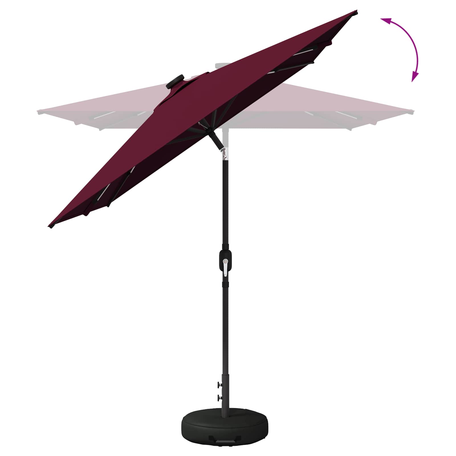Parasol da giardino con luci LED e base 200 x 300 cm Poliestere