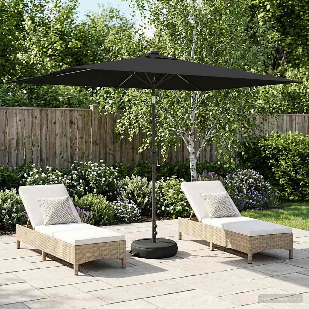 Parasol da giardino con luci LED e base 200 x 300 cm Poliestere