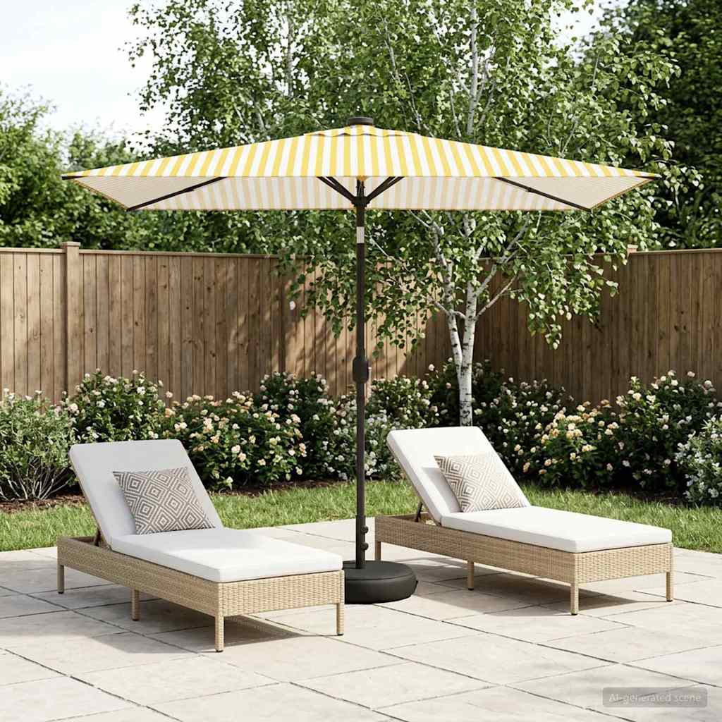 Parasol da giardino con luci LED e base 200 x 300 cm Poliestere