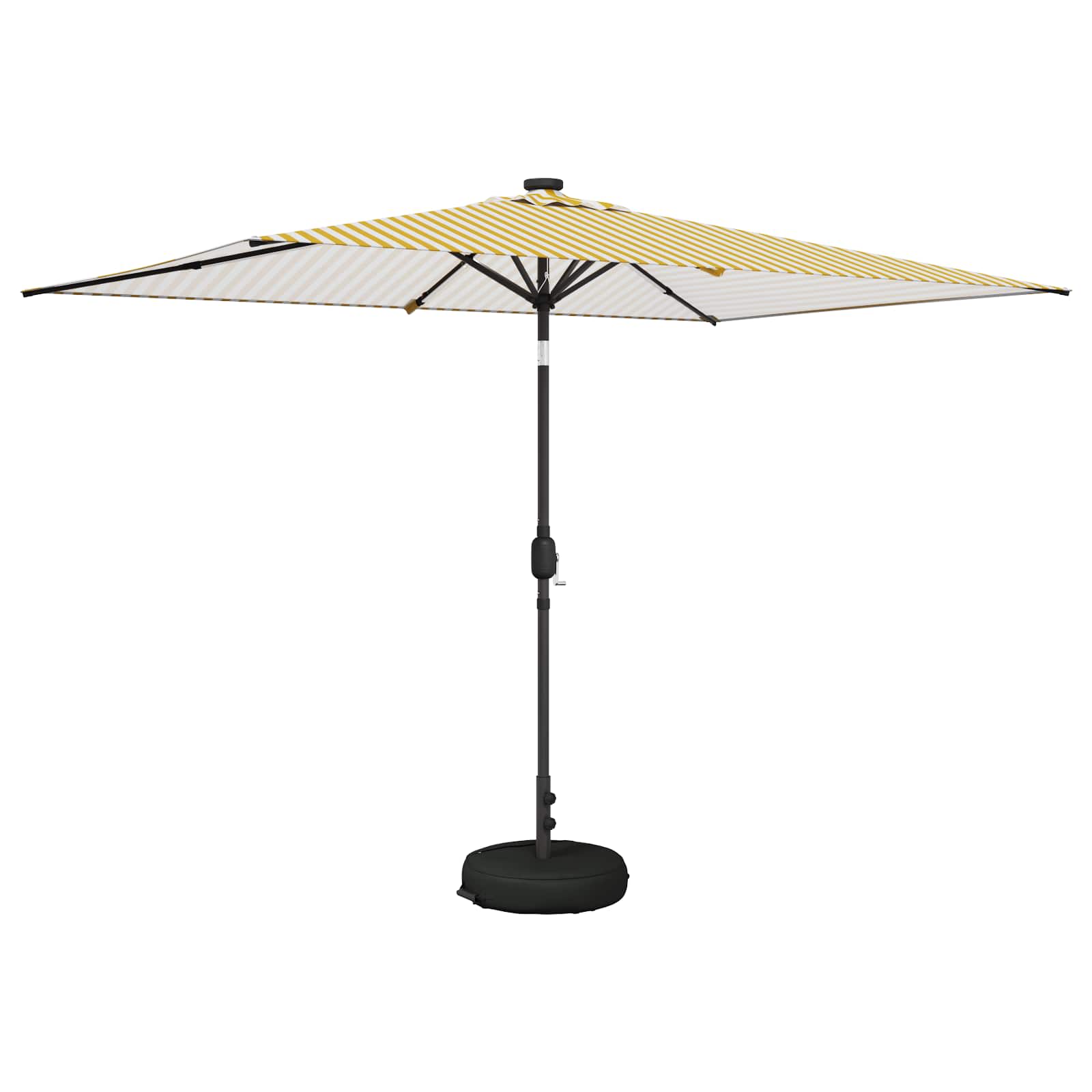Parasol da giardino con luci LED e base 200 x 300 cm Poliestere