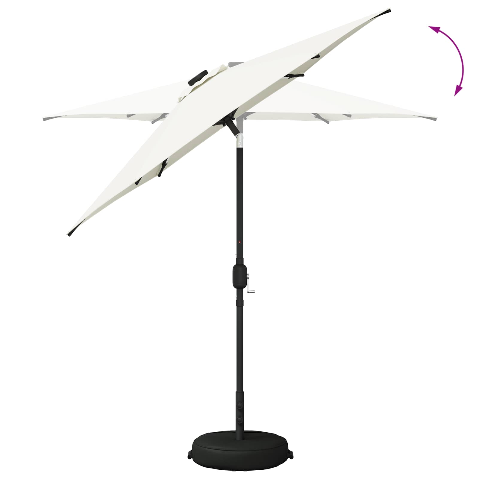 Parasol da giardino con luci LED e base 230 x 230 cm Poliestere
