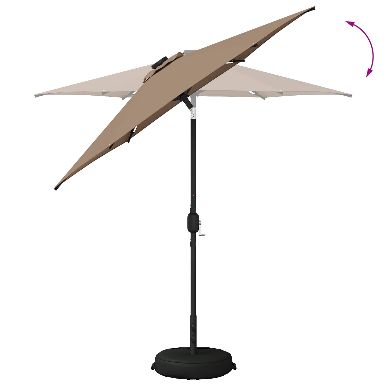 Parasol da giardino con luci LED e base 230 x 230 cm Poliestere