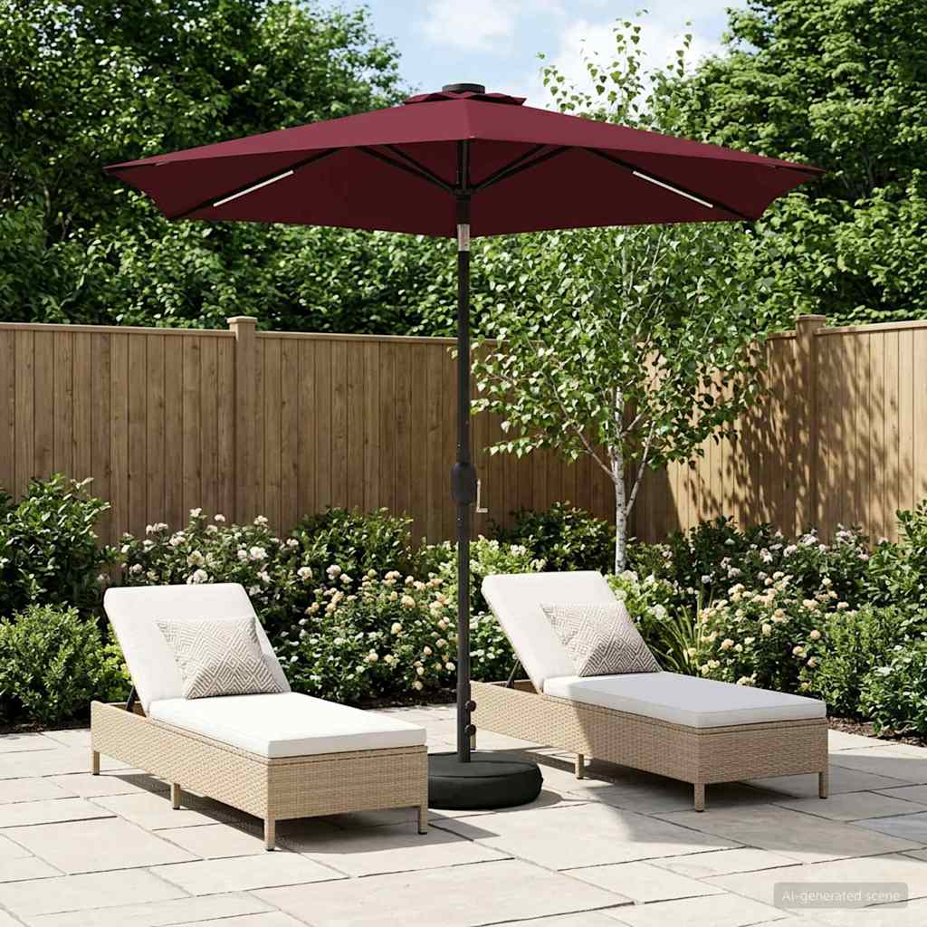 Parasol da giardino con luci LED e base 230 x 230 cm Poliestere