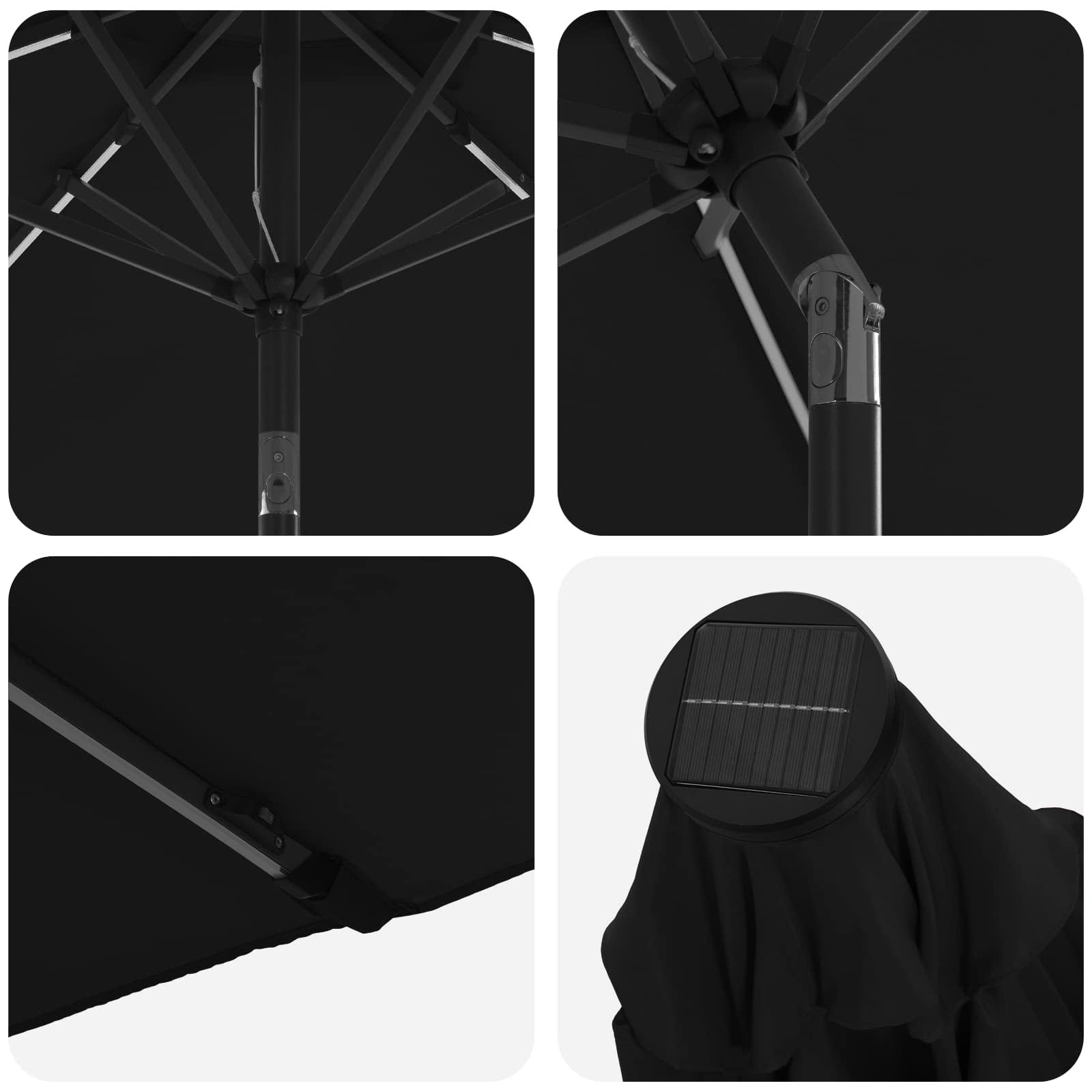Parasol da giardino con luci LED e base 230 x 230 cm Poliestere