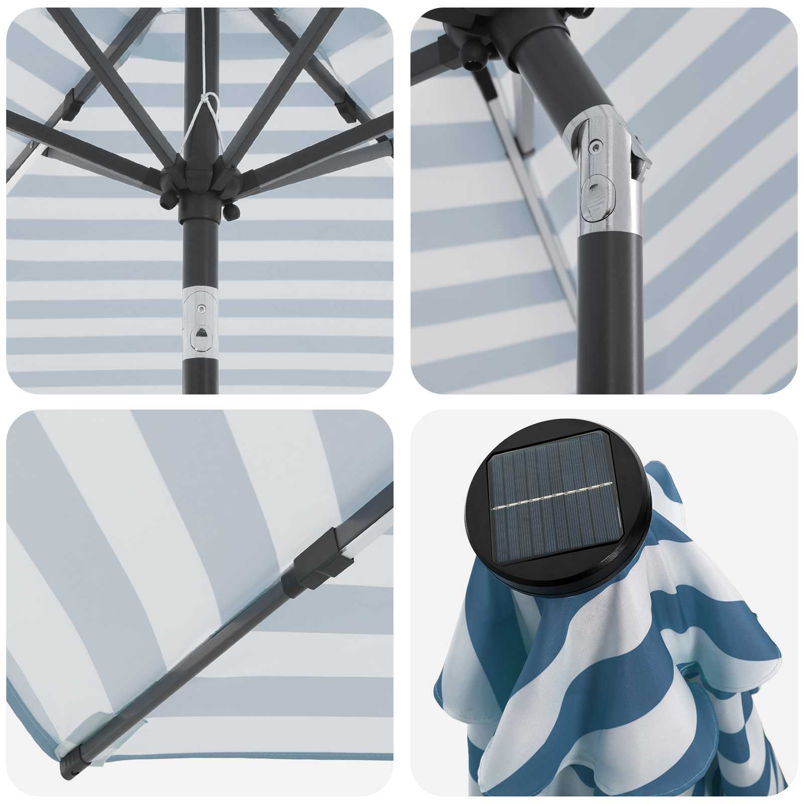 Parasol da giardino con luci LED e base 230 x 230 cm Poliestere