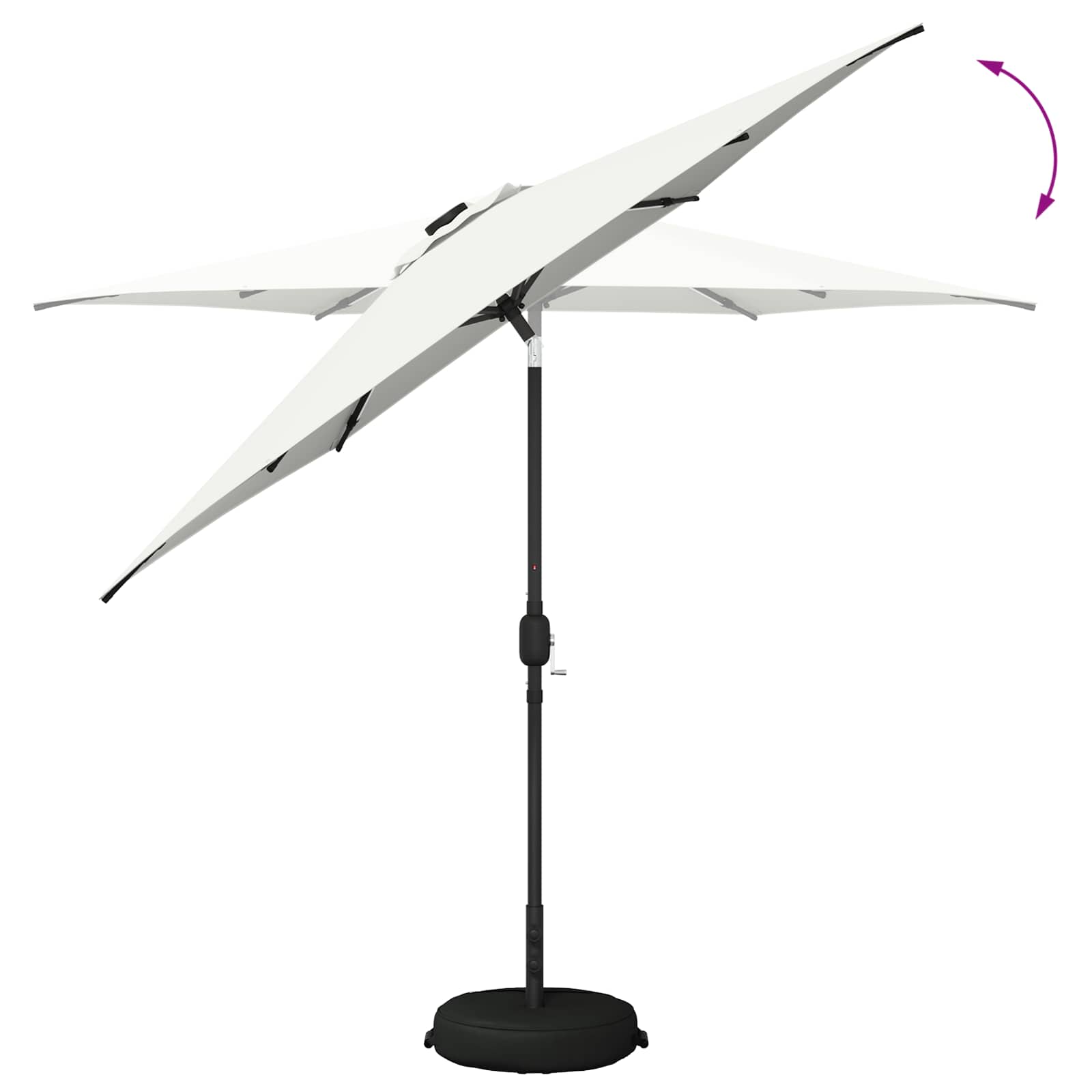 Parasol da giardino con luci LED e base 270 x 270 cm Poliestere