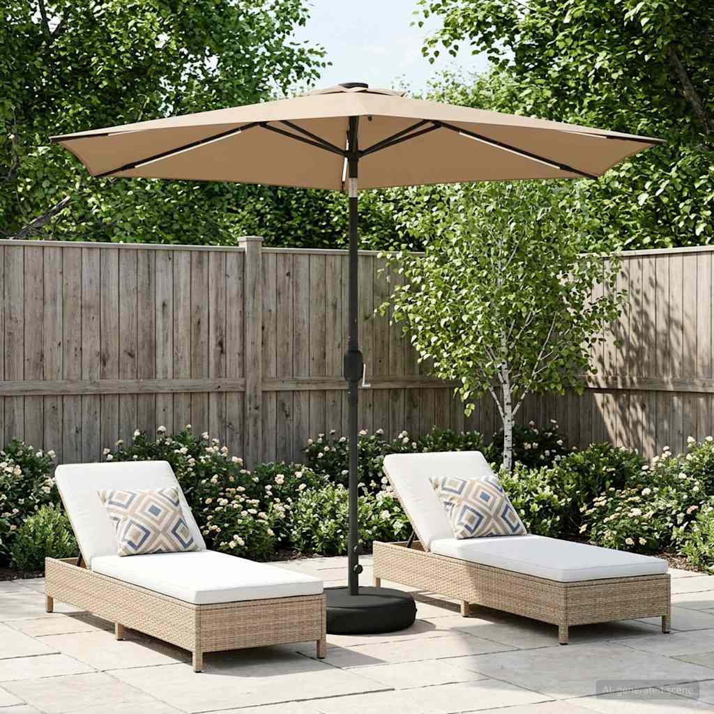 Parasol da giardino con luci LED e base 270 x 270 cm Poliestere