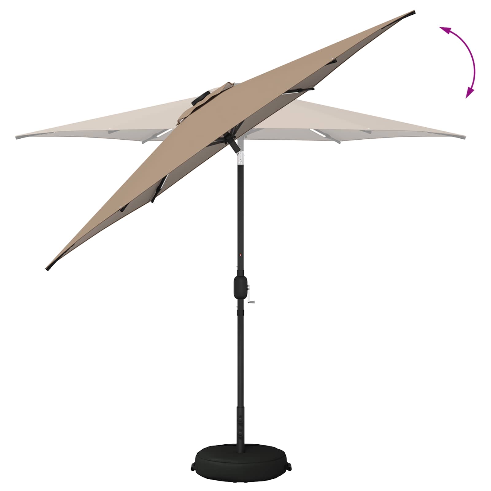Parasol da giardino con luci LED e base 270 x 270 cm Poliestere