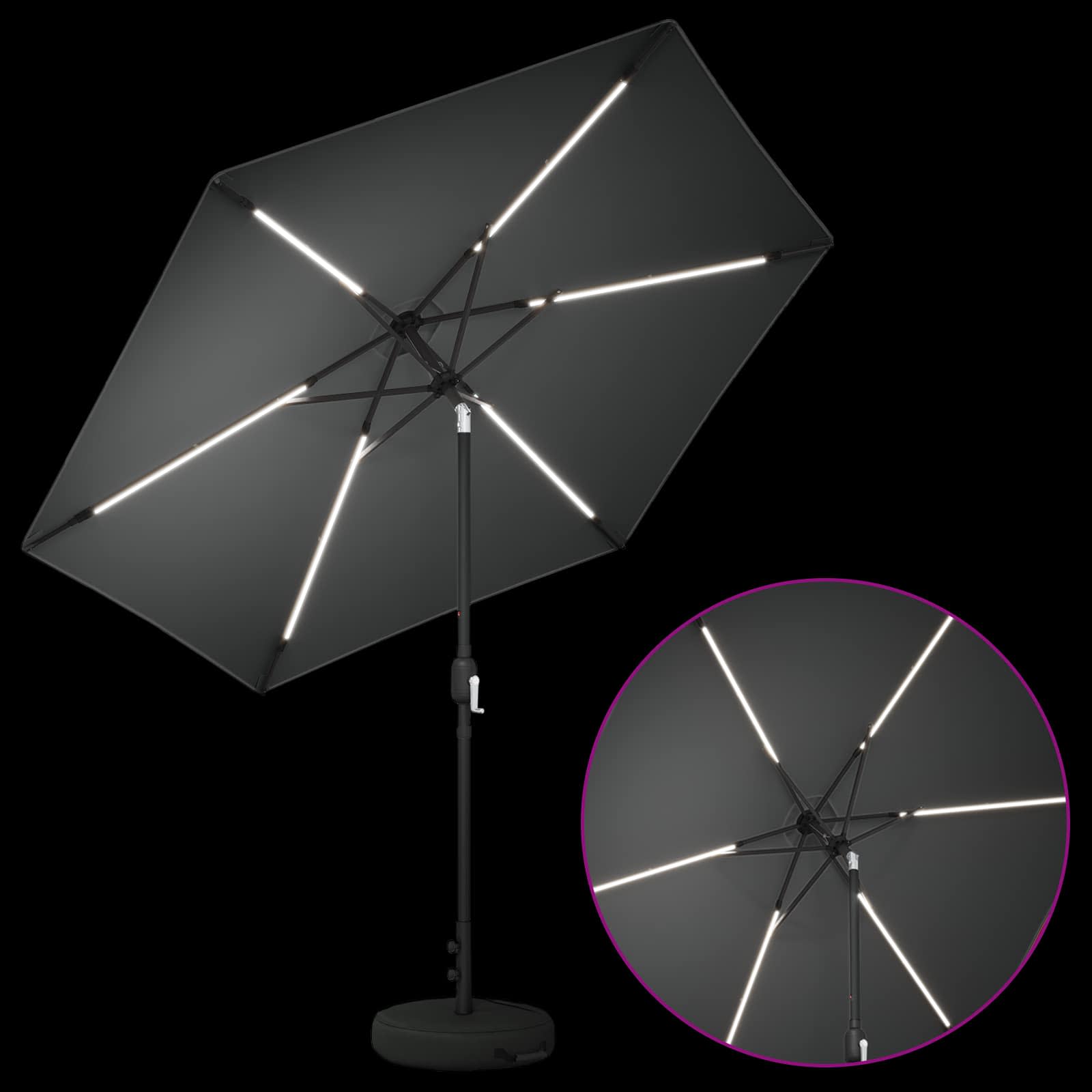 Parasol da giardino con luci LED e base 270 x 270 cm Poliestere