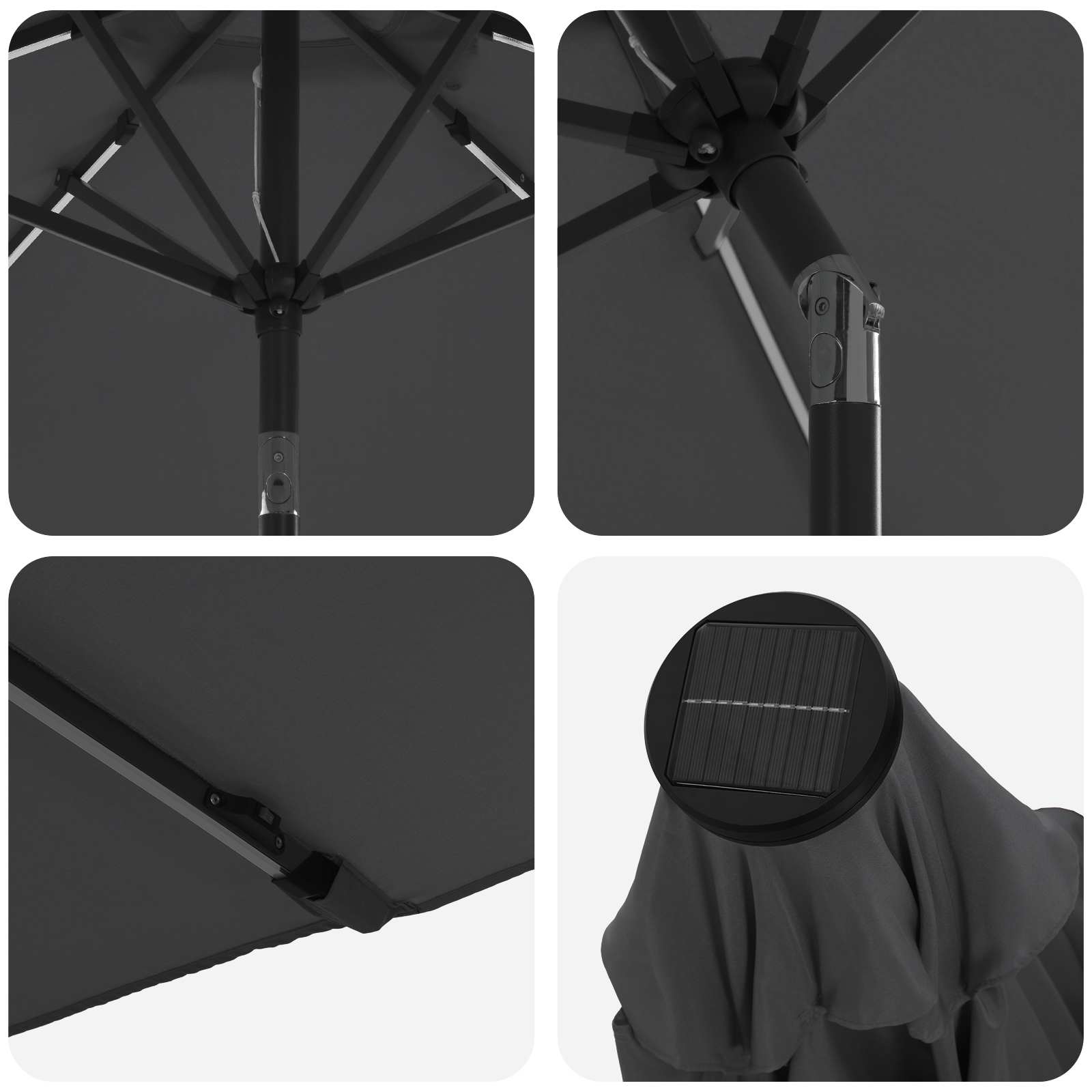 Parasol da giardino con luci LED e base 270 x 270 cm Poliestere
