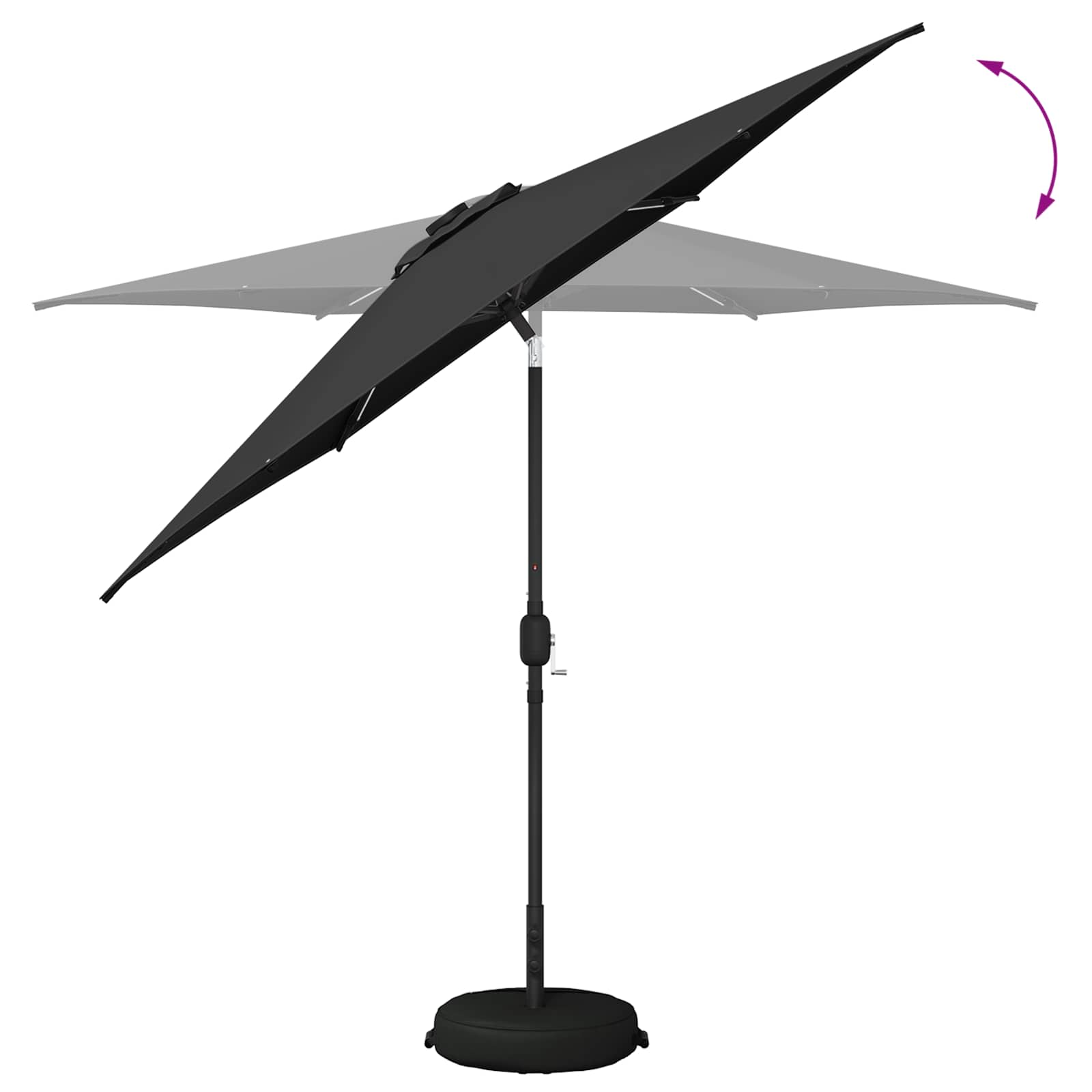 Parasol da giardino con luci LED e base 270 x 270 cm Poliestere