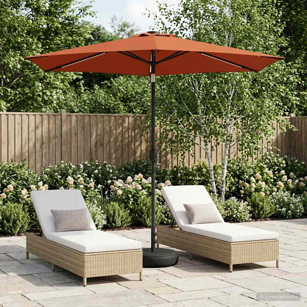 Parasol da giardino con luci LED e base 270 x 270 cm Poliestere