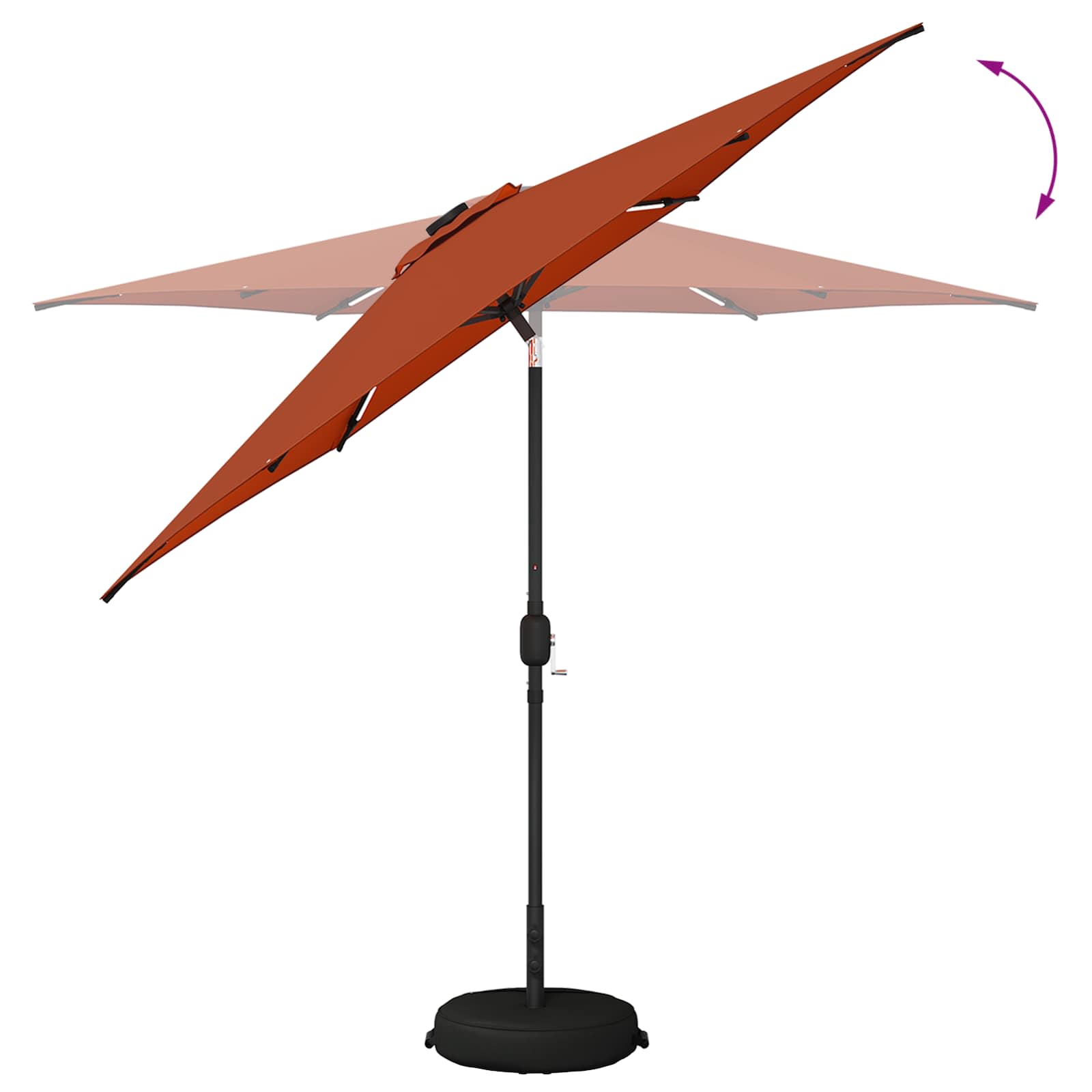 Parasol da giardino con luci LED e base 270 x 270 cm Poliestere