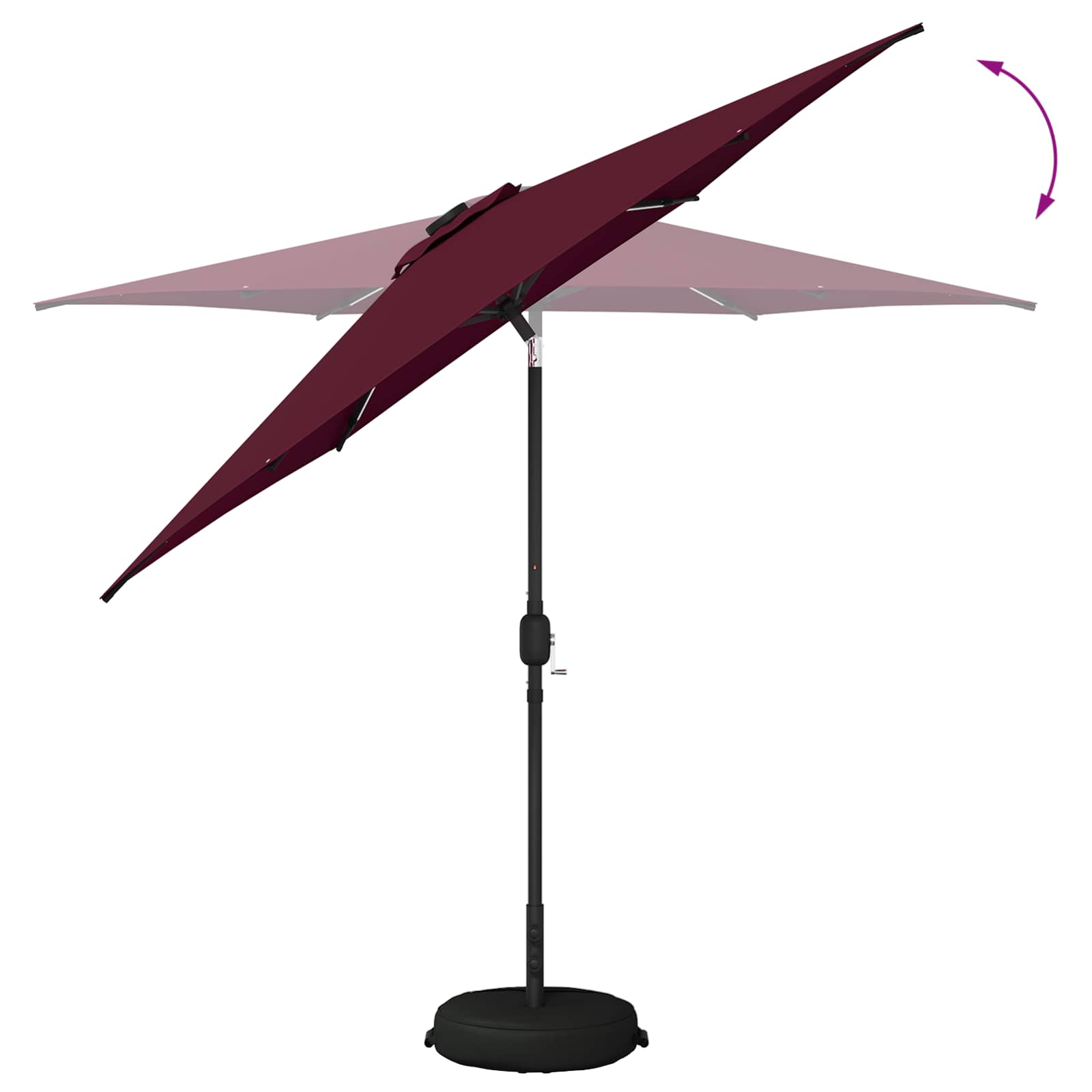 Parasol da giardino con luci LED e base 270 x 270 cm Poliestere