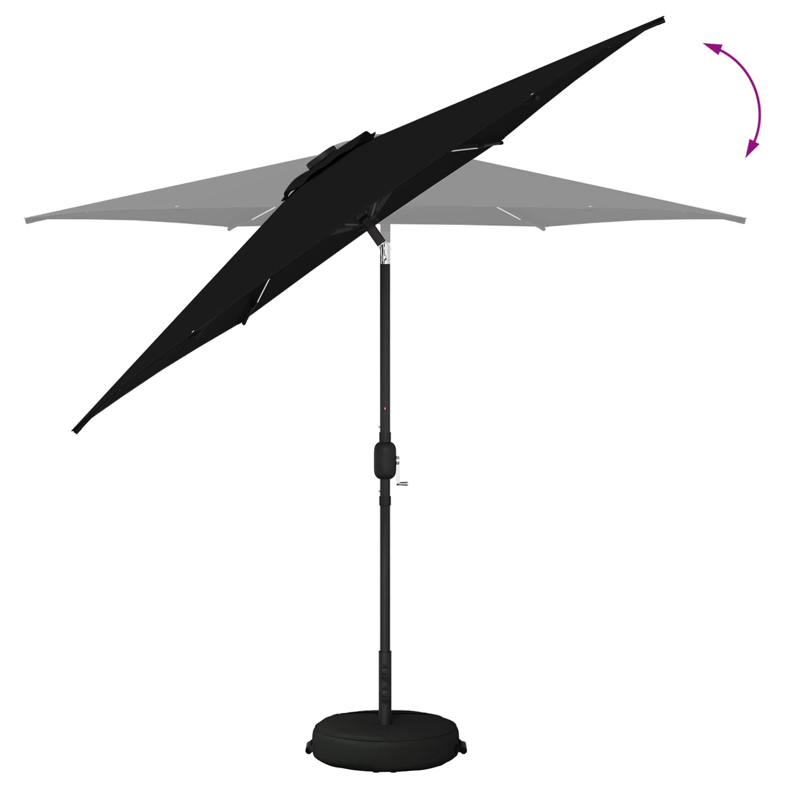 Parasol da giardino con luci LED e base 270 x 270 cm Poliestere