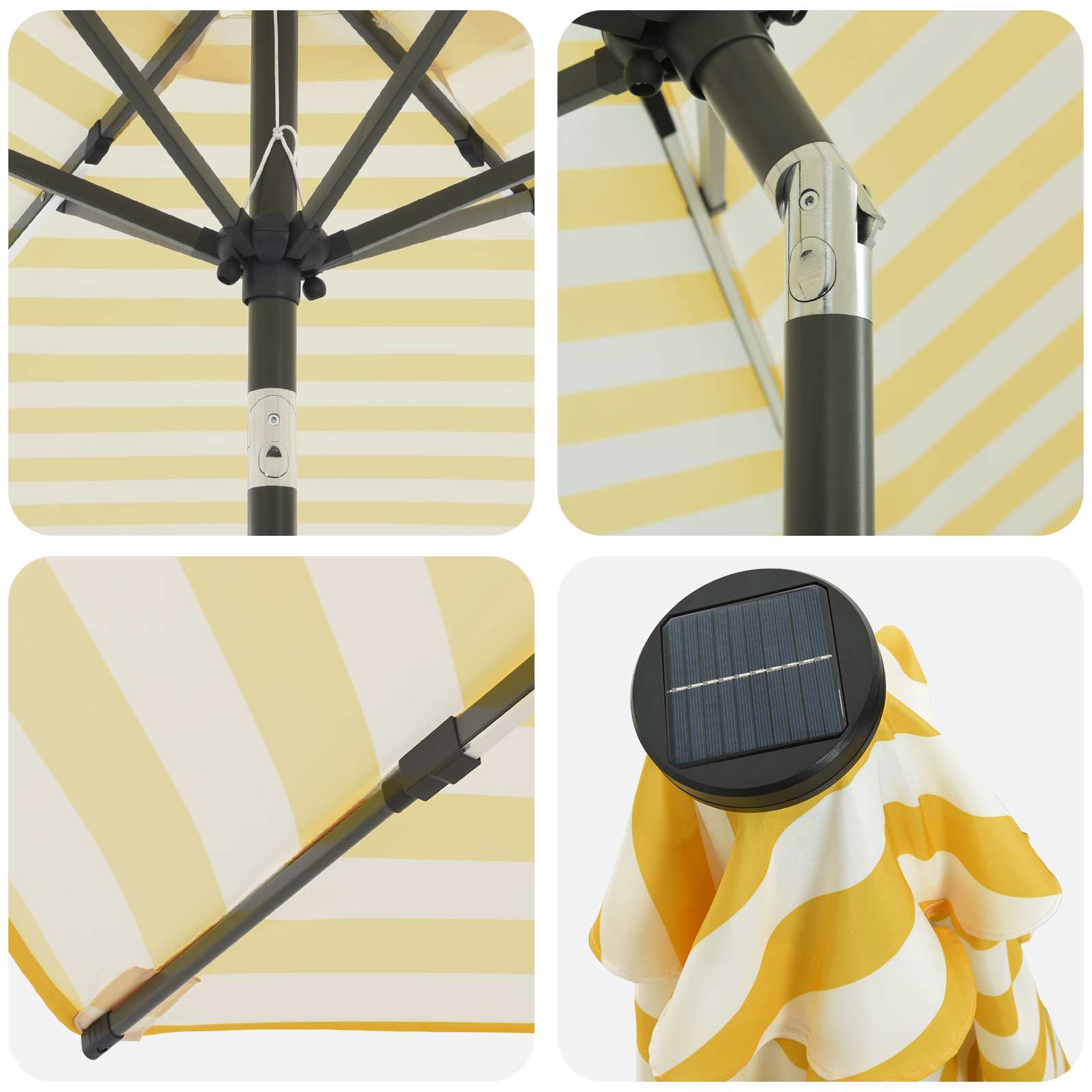 Parasol da giardino con luci LED e base 270 x 270 cm Poliestere