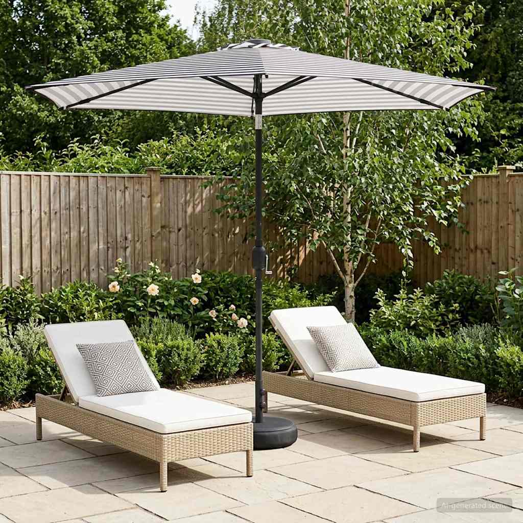 Parasol da giardino con luci LED e base 270 x 270 cm Poliestere