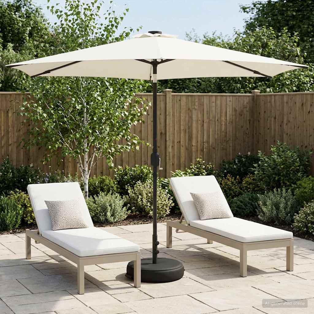 Parasol da giardino con luci LED e base 300 x 300 cm Poliestere