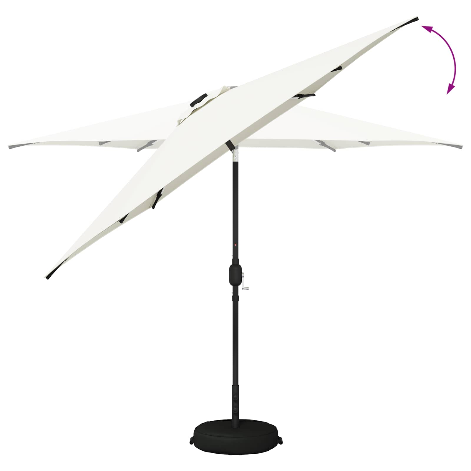 Parasol da giardino con luci LED e base 300 x 300 cm Poliestere
