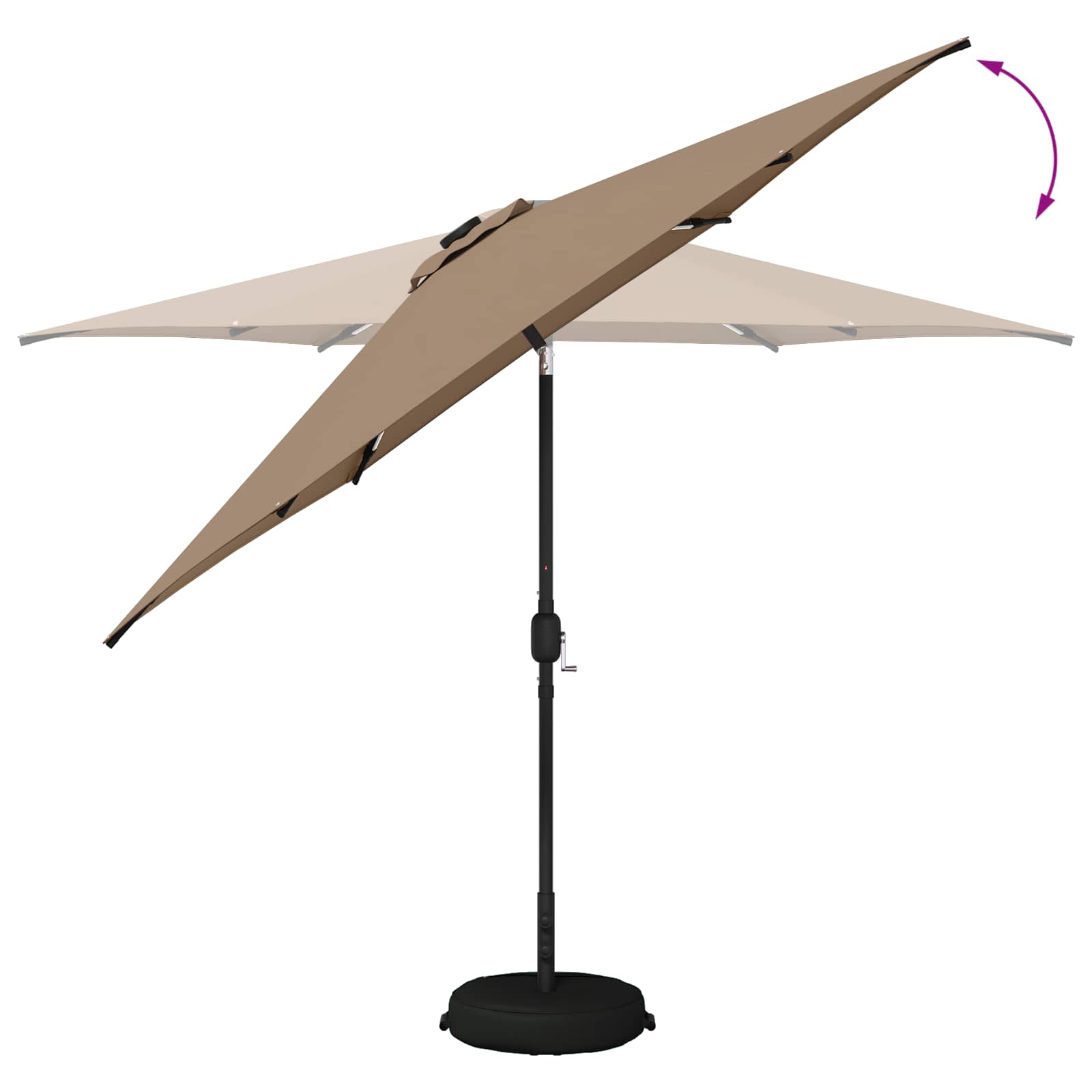 Parasol da giardino con luci LED e base 300 x 300 cm Poliestere