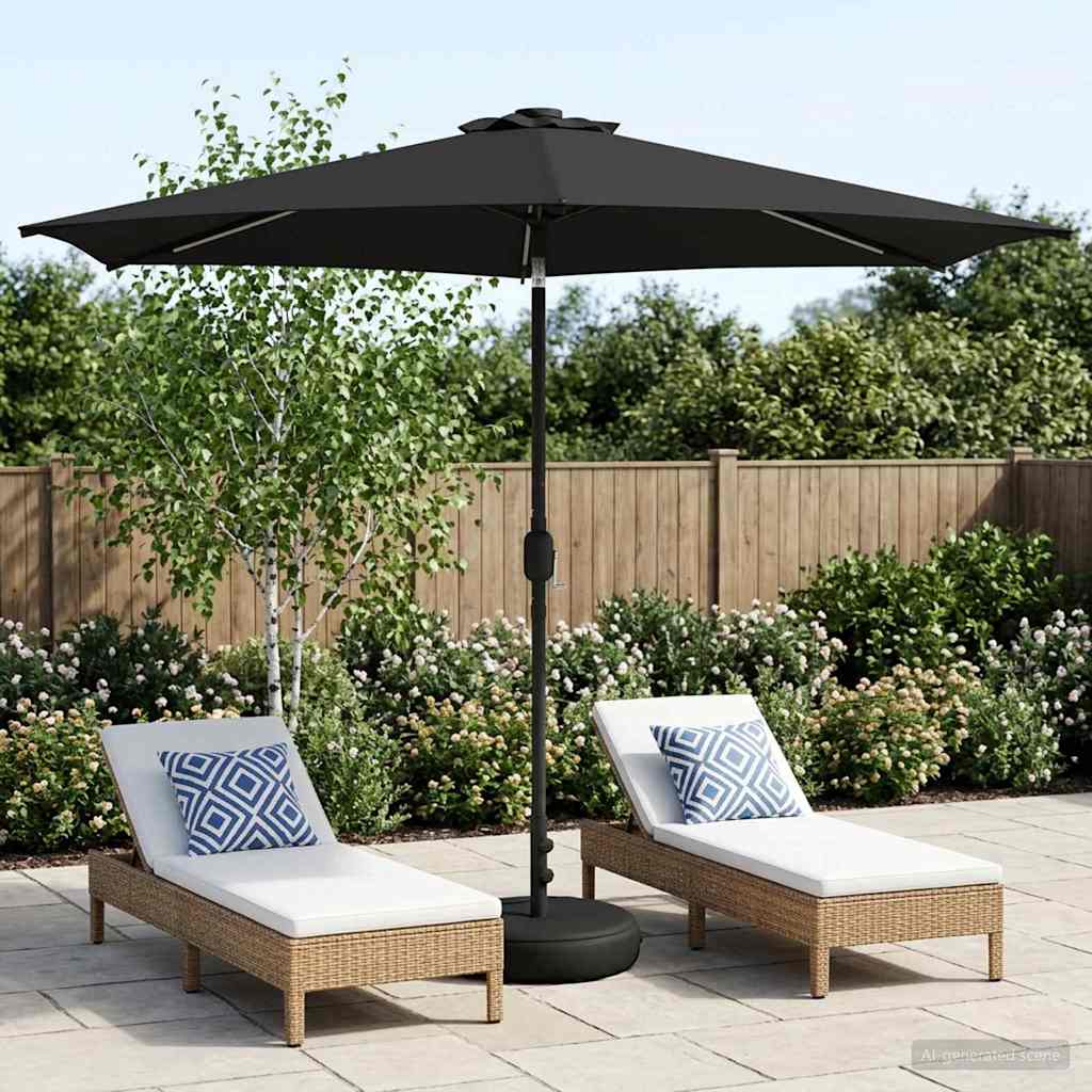 Parasol da giardino con luci LED e base 300 x 300 cm Poliestere