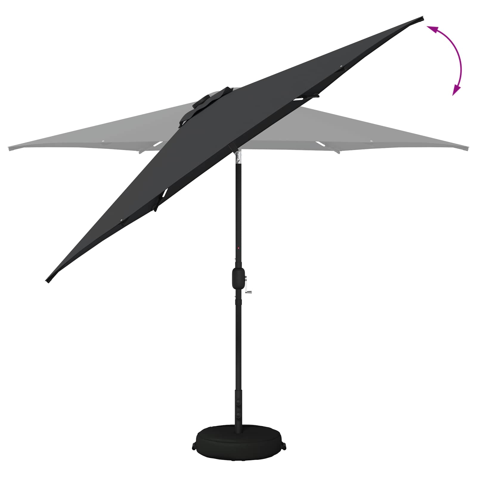 Parasol da giardino con luci LED e base 300 x 300 cm Poliestere