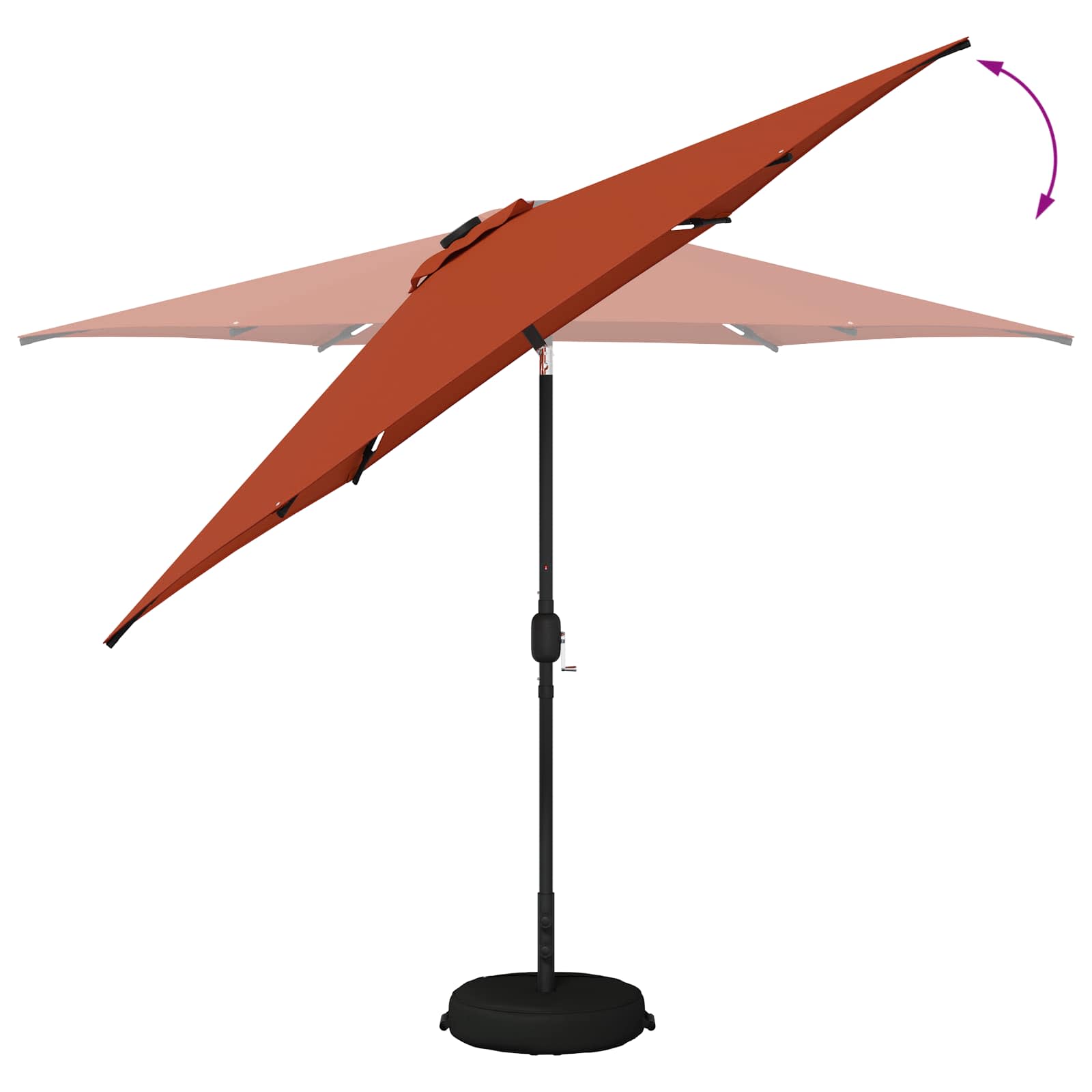 Parasol da giardino con luci LED e base 300 x 300 cm Poliestere