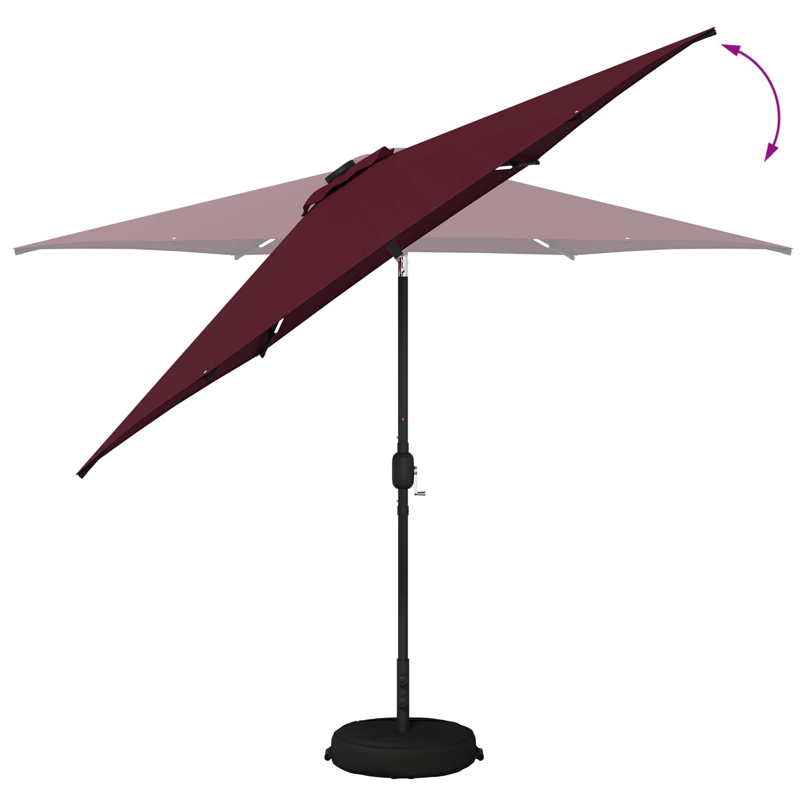 Parasol da giardino con luci LED e base 300 x 300 cm Poliestere