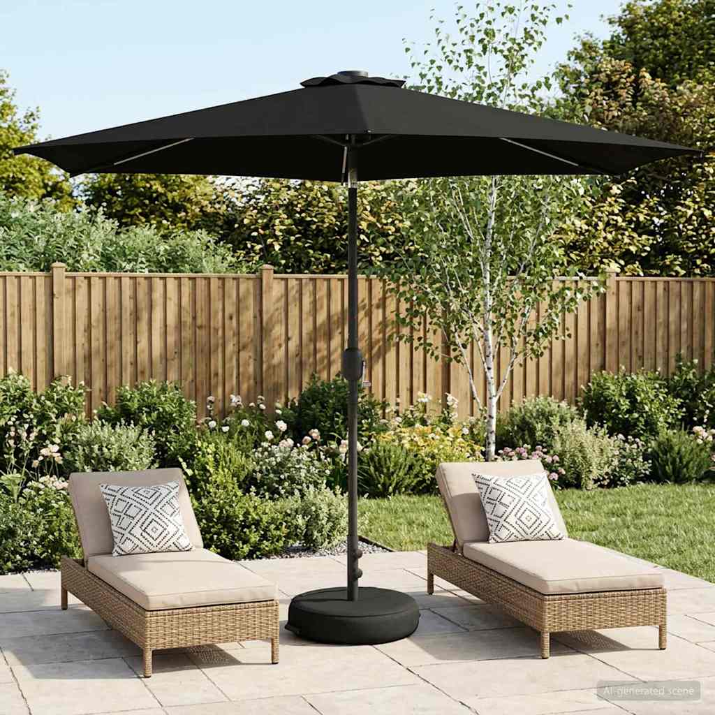 Parasol da giardino con luci LED e base 300 x 300 cm Poliestere