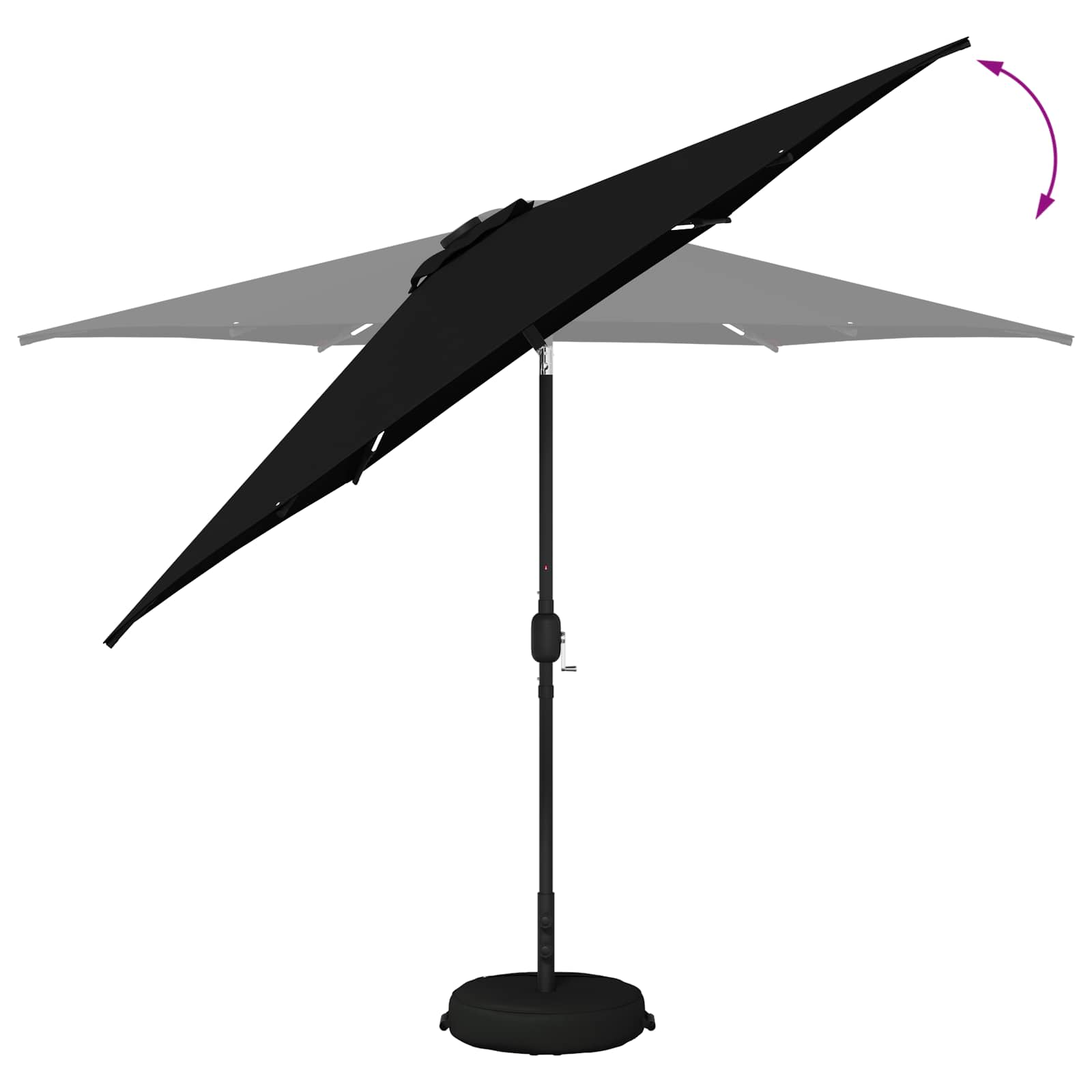 Parasol da giardino con luci LED e base 300 x 300 cm Poliestere