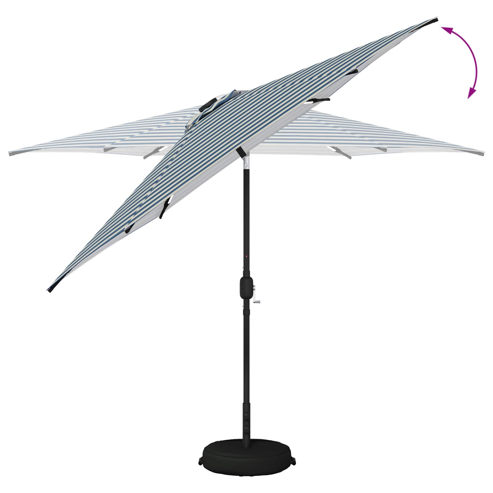 Parasol da giardino con luci LED e base 300 x 300 cm Poliestere